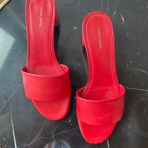 Mansur Gavriel Red Leather Slides (36)